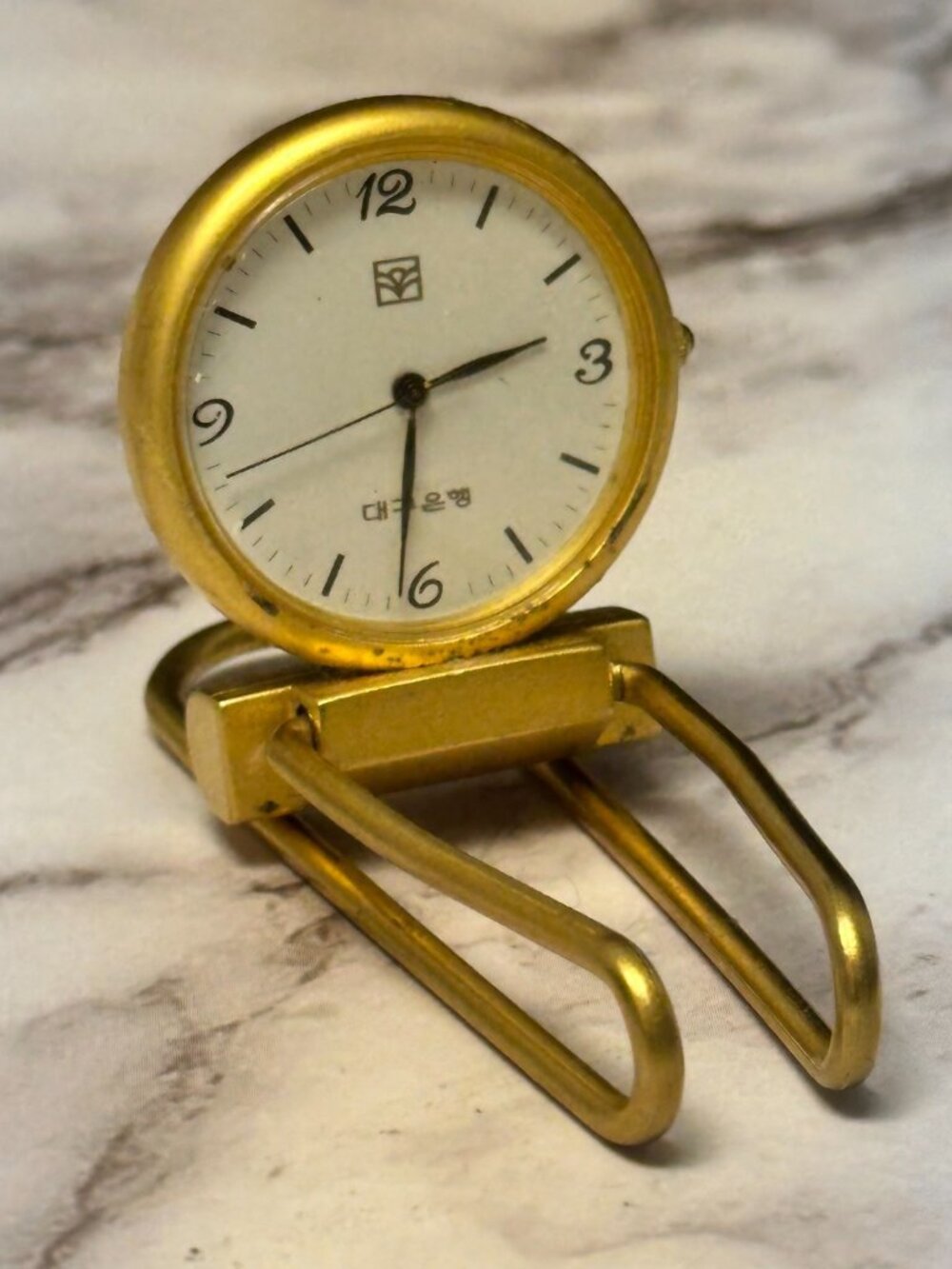 Money Clip Watch Gold Tone Men White Dial Round 30MM New Battery